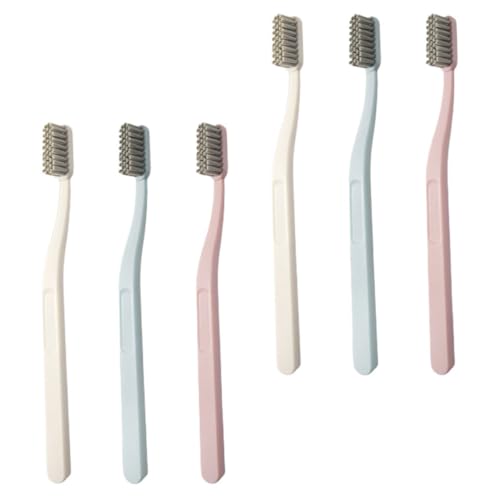Alipis 6 Cepillos de Dientes Manuales para Adultos Mango Antideslizante y Cerdas Duras para Limpieza Profunda