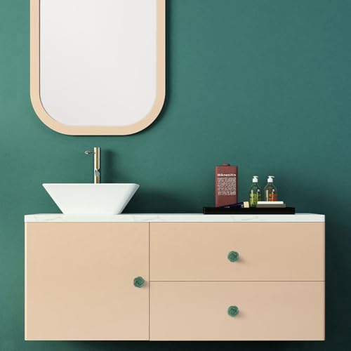 mookaitedecor Set of 4 Natural Green Aventurine Crystal Cabinet Knobs with Screws, Decorative Floral Stone Drawer Pulls for Dresser Door Kitchen