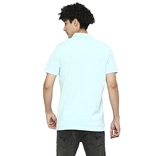 Image of Spykar Men's Slim Fit Polo Neck Half Sleeve Solid Casual T-Shirt