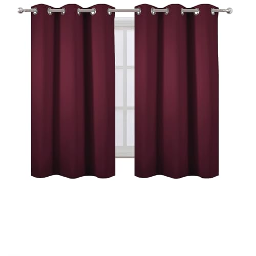 Image of LEMOMO Burgundy Red Blackout Curtains 42 x 54 Inch Length Set of 2 Panels Grommet Bedroom Curtains for Living Room