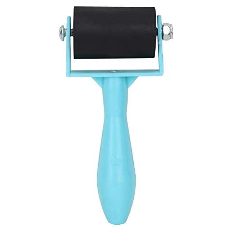 Rubber Roller 3.5cm Rubber Brayer Glue Roller Soft Ink Applicator for Block Printing Making Stamping Gluing Application(Blue) Cover