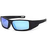 GAMMA RAY OPTICS Polarized Sunglasses Sport Wrap Mirror Blue Lens