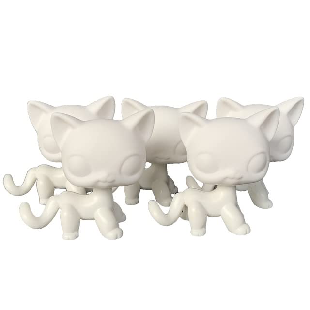 ТоуUAE - LPS CAT White Base for Littlest Pet Shop short hair cat great dane collie dachshund spaniel dog DIY Paint Bobble head Тоу (5pcs cat)