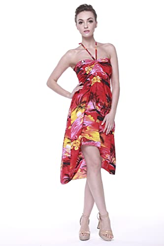 Image of Hawaii Hangover Family Matching Hawaiian Clothes, Sunset Red | Family matching Hawaiian outfits, Sunset Red, lightweight rayon, machine washable, tropical floral print, luaus, cruises