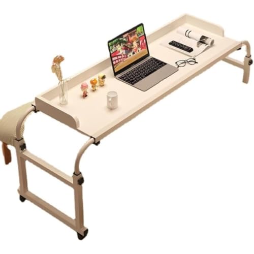 TAYOAベッドサイドテーブル キャスター付き パソコン 昇降式 ベッドテーブル 介護 パソコンデスク 高さ調整55-85cm 横幅調整140-200cm ベッドテーブル (A,120*40CM)