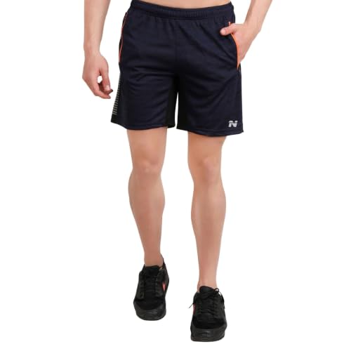 Image of NINQ Men's Sports Shorts Pack of 2 | Casual Gym Shorts with Side Zipper Pockets, Elastic Waist & Quick-Dry Comfort for Running & Workout