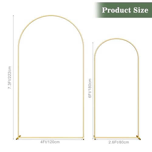 Wedding Arch Backdrop Stand Set of 2 (7.3FT/6FT), Gold Metal Arch Backdrop Stand,Balloon Arch Stand for Wedding Ceremony Baby Shower Outdoor Indoor Birthday Party Graduation Decoration,Gold - Image 4