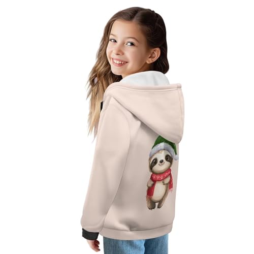 Kids Christmas Sweatshirts Fashion Fleece Zip Up Hoodie Size 7-12 Kids Fleece Lined Hoodie with Kangaroo Pocket2