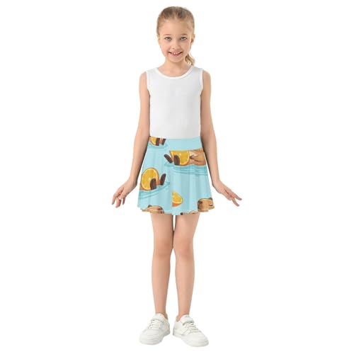 Joisal Skirts with Shorts Cute Capybaras Oranges Athletic Shorts for Girls Skorts Cool Pink Pleated 4t3