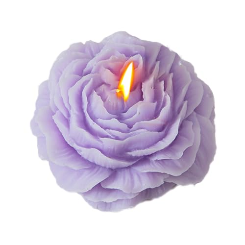 Peony Flower Shape Candles 1 Pack Soy Wax Decorative Candle for Bedroom Home Scented Candle Gift to Friends Family (Purple)