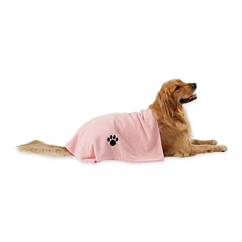 Image of Bone Dry Pet Grooming Microfiber Towel, Embroidered Collection, X-Large,41x23.5 inch, Pink