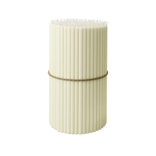 Bluebee Candles BLUEBEE SNOW Pure Beeswax Candles Bulk For Home - 50Pcs Tall Thin Taper Candles, Honey Scent, Smokeless, Long-Burn, All Natural For Church Prayer, Hanukkah cover