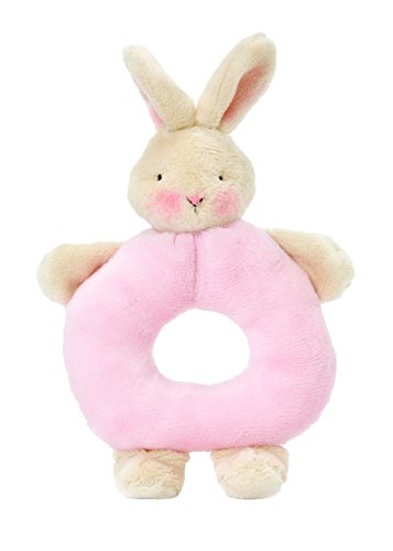 Bunnies By The Bay Bunny Ring Rattle, Pink, Bunny Rabbit Stuffed Animal