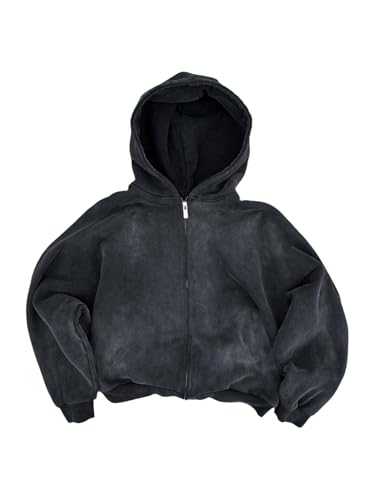 SOLY HUX Men's Vintage Full Zip Hoodie Long Sleeve Hooded Lightweight Sweatshirts Casual Fall Jacket