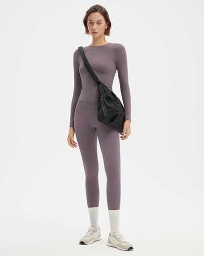 SUUKSESS Women 2 Piece Workout Set Tummy Control Legging Long Sleeve Workout Top4