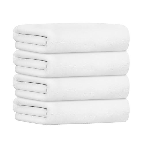 JML Microfiber Towels, Bath Towel Set - Extra Large, Soft, Absorbent, Fast Drying for Adult, Hair, Swimming, Fitness, Sport, Yoga, 4 Pack, 27" x 55", White