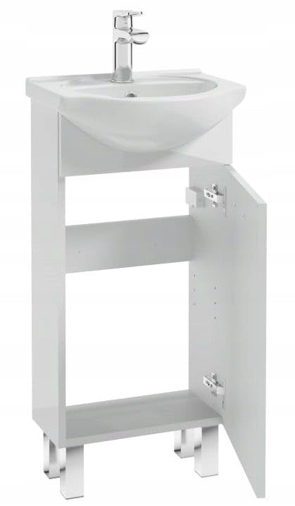 .Deftrans Badezimmerschrank mit Waschbecken und Waschtischarmatur, 40 x 84 x 20 cm weißer stehend Waschbeckenschrank kleine mit waschtischarmatur gäste wc