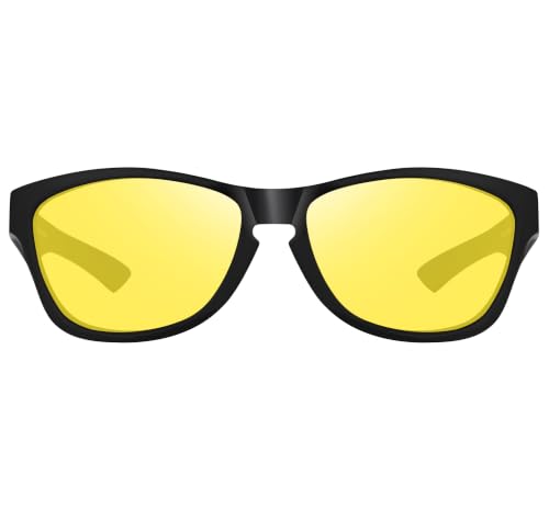 Image of EFERMONE Night Driving Glasses with Cleaning Kit, Yellow Polarized Lens, UV400, Anti-Glare Glasses for Riding Bike and Car