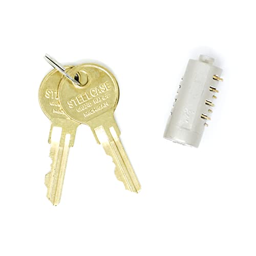 Steelcase FR425 Lock Core Kit with 2 Keys - Brushed Chrome