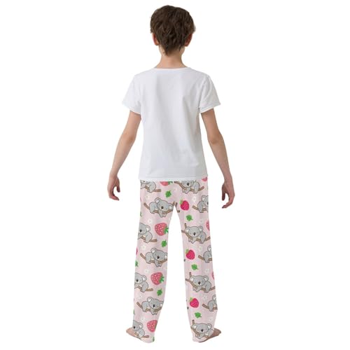 Koala and Strawberry Fruit Boys Long Pants Soft Trousers Elastic Waist Kids Lounge Bottoms with Pockets S-XL3