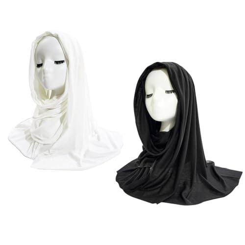 Hair Wrap Solid Color Stretch Hijab Long Scarf Jersey Turban Fashion Head Scarf Soft Head Wraps for Women BA172