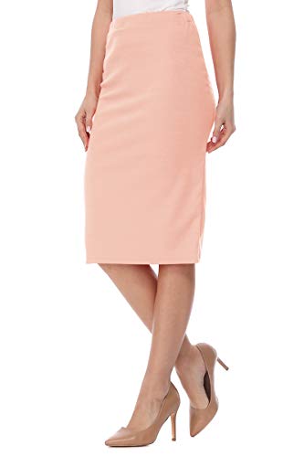 FashionJOA Women's High Waist Pencil Solid Knee Length Office Work Skirt2