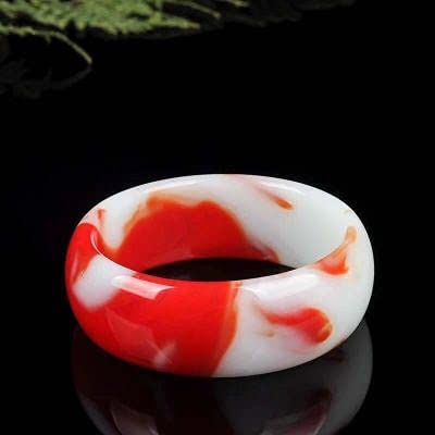 DAJIA Jewelry Hetian Jade 54-64Mm White Round Bar Bracelet Elegant Princess Jewelry Best Gift-White