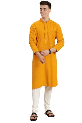 Image of Amazon Brand - Tavasya Men Rayon Blend Embroided Regular Kurta