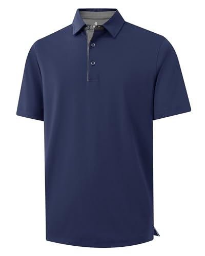 Men's Business Long and Short Sleeve Polo Shirts Mercerized Cotton Blend Casual Stylish Collared Shirts