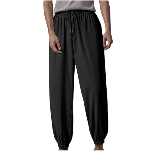 Sports Trousers for Men Base Solid Color Pockets Casual Jogger Long Pant Drawstring Elastic Waist Baggy Pants Comfy