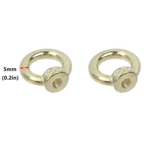 Image of Antrader M5 Metric Ring Shape Lifting Eye Nut,6Pcs 304 Stainless Steel M5 Ring Eye Bolts Threaded Nuts,Gold