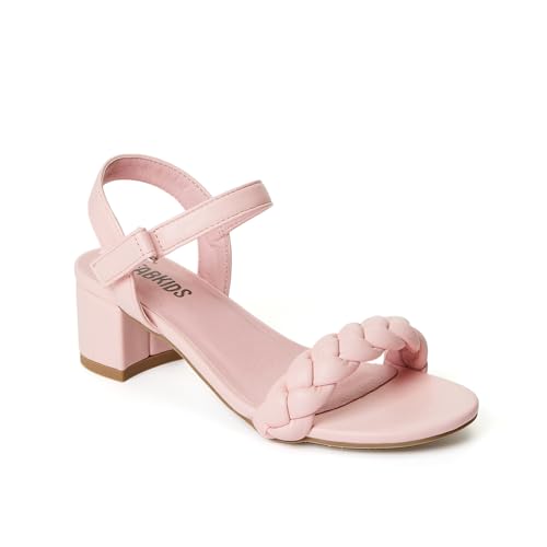 FabKids Girls Braided Open Toe Ankle Strap Flat Lightly Padded Sandals Summer Holiday Party Dress Shoes for Toddler Little Kid Big Kid