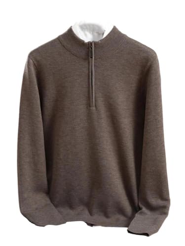 Men's Merino Wool Sweater Men Half-High Collar Pullover Business Casual Half Zipper Tops