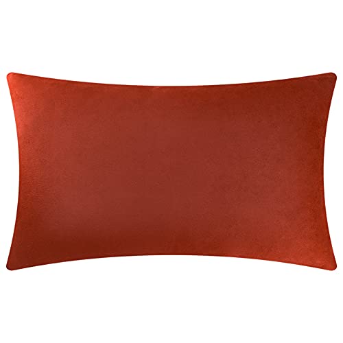 Kingrose Handmade 3D Flower Soft Home Decorative Throw Pillow Case Rectangle Cushion Cover For Sofa Couch Chair Bed 12 X 20 Inches Solid Suede Rust Red #TOP1