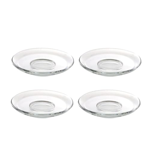 BESPORTBLE 4pcs Glass Saucer Coffee Mugs Tea Bag Coasters Stackable Dinner Plate Sauce Dish Cookie Plates Glass Plates for Espresso Cups Saucers Appetizer Dish Glass Tea Cups Candy Disc Snack