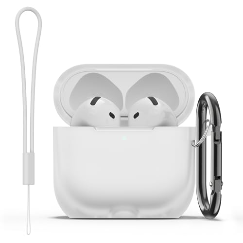 Image of Tobfit Case for AirPods 4 Case Cover 2024 with Lanyard & Keychain, Soft Silicone Protective Case for Apple AirPods 4th Generation, Full Protection, Support Wireless Charging, Transparent