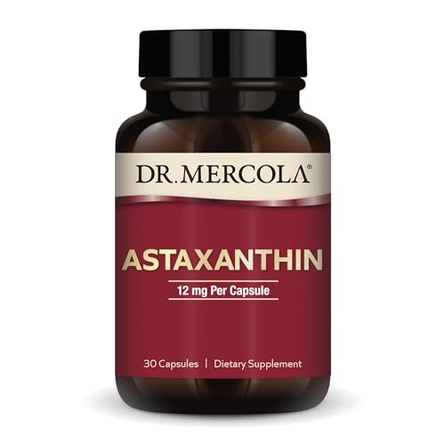 Dr. Mercola Astaxanthin, 30 Servings (30 Capsules), Dietary Supplement, 12 mg Per Capsule, Provides Antioxidant Power for Overall Health, Non-GMO