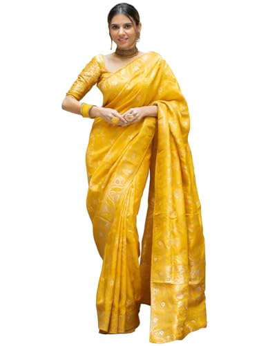 Sugathari Women's Firozi Kanjivaram Banarasi Silk Saree for Patola Festival Wedding Silk with Rich Pallu Design Sarees for Women with Blouse Part