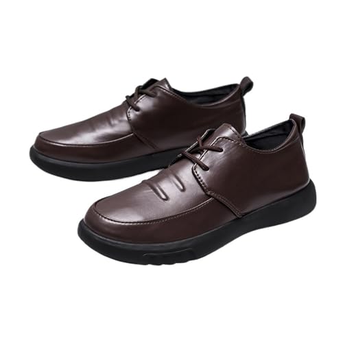 Soft Leather Casual Men's Business Leather Shoes Soft Bottom Non-Slip Lace-up Men's Shoes Youth Leather Shoes(Brown,41)
