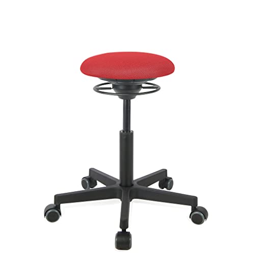 BALIMO Roll Tabouret de bureau ergonomique avec structure noire Rembourrage doux Rouge Cover