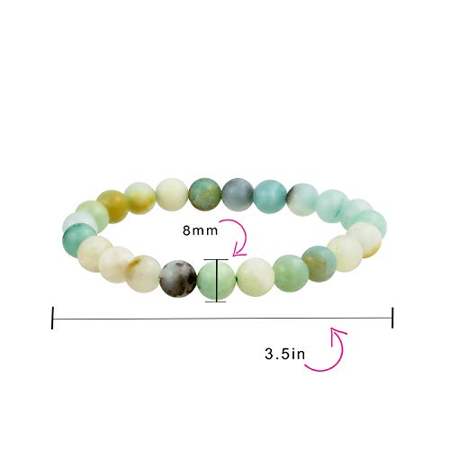 Bling Jewelry Semi Precious Gemstone Strand Multicolor Earth Tone Amazonite Round Bead 8Mm Stretch Bracelet For Women Men Teen Unisex #TOP2