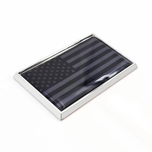 Image of Black US American Flag Sticker Emblem Decal USA Car Chrome Flags, 2 Pack, 3 x 2 inches