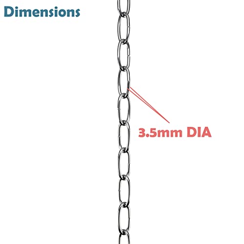 Image of Aspen Creative 21110-71, Steel 10 Feet Heavy Duty Chain for Hanging Up Maximum Weight 40 Pounds-Lighting Fixture /Swag Light /Plant in Chrome. 11 Gauge.