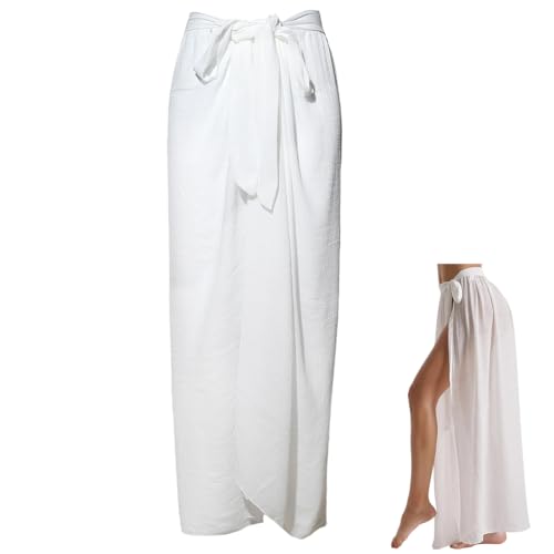Long White Sarong Beach Cover Up Pareo Swimsuit Mesh Sheer Scarf Coverup Fashion Rectangle Polyester Summer Bikini Sexy Bathing Suit Wrap Bottom Coverups Shawls for Women Skirt Accessories