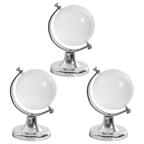 BIUDECO Artificial Crystal Globe Model 3pcs Small Decorative Earth Globes for Office Home Study