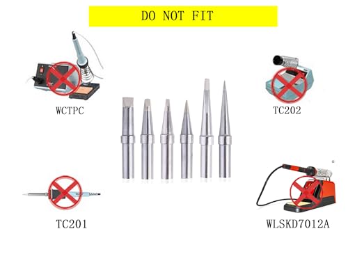 Solder Tips 6pcs for Weller ET Soldering Iron, Replacement Tips for WES51/50,WESD51,PES51 / 50,WE1010NA WCC100 LR21 ET Tip Series (6PCS-01)