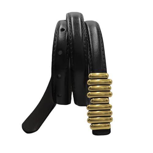 Women's Gold Buckle PU Leather Waist Belt Fashion Thin Belt Adjustable Skinny Waistband for Dress Jeans Pants2