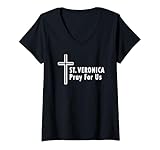Photo Gallery donna santa veronica pray for us croce rcia presente maglietta con collo a v Photo Gallery donna santa veronica pray for us croce rcia presente maglietta con collo a v