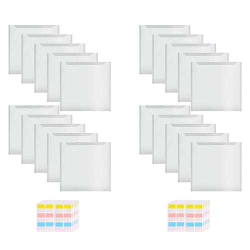 Cwmiibili Scrapbook Paper Storage Organizer with 120 Sticky Index Tabs, 20 Pack Plastic Paper Storage Bag for Holding Paper File
