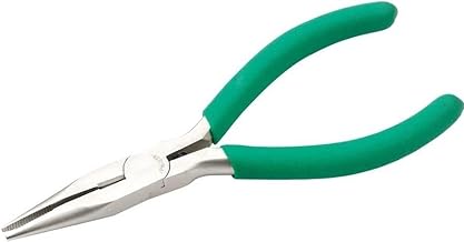 PUJIANA Alicates de Punta Larga, 1PK-036S Alicates de Punta Larga de Titanio con Mango Verde Antideslizante y Dientes,